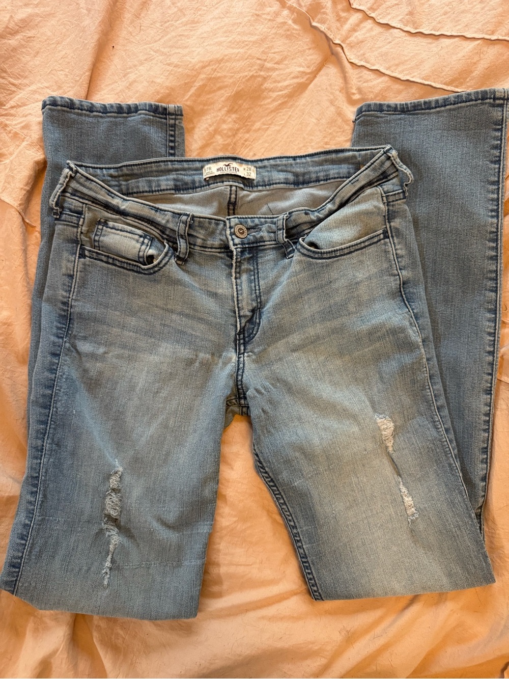 Hollister Light Blue Distressed Boot Cut Jeans